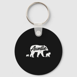 Vintage auntie aunt bear with 2 cub mother's day key ring