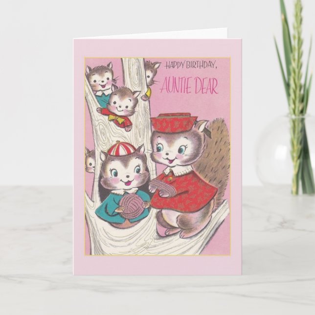 Vintage Auntie Birthday Greeting Card (Front)