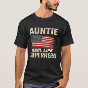 Vintage Auntie Real Life Superhero US Flag T-Shirt