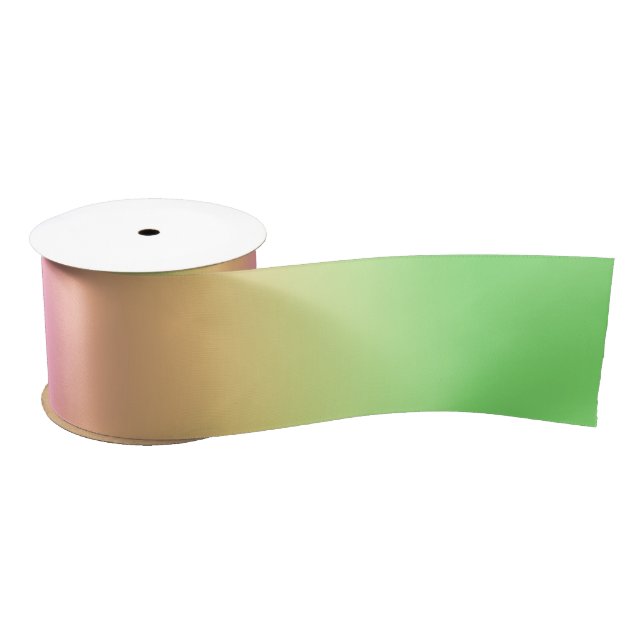 Vintage Aura Green Yellow Pink Gradient Ombre   Satin Ribbon (Spool)
