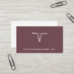 Vintage Aurochs Skull Illustration Business Card