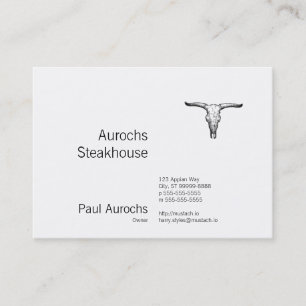 Vintage Aurochs Skull Illustration Business Card