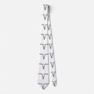 Vintage Aurochs Skull Illustration Tie