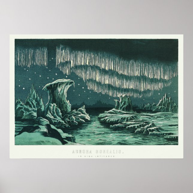 Vintage Aurora Borealis Illustration Poster (Front)