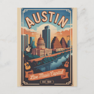 Vintage Austin Texas Retro Travel Holiday Postcard