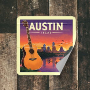 Vintage Austin Texas Square Sticker