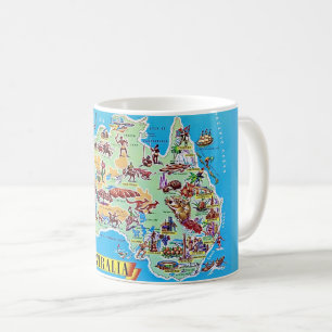 Vintage Australia Map Postcard Mug