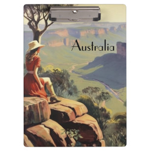 Vintage Australia Outback Canyon Travel Poster Art Clipboard