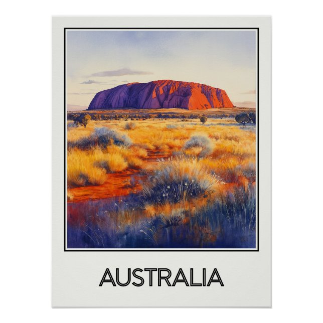 Vintage Australia poster, majesty of Uluru Poster (Front)