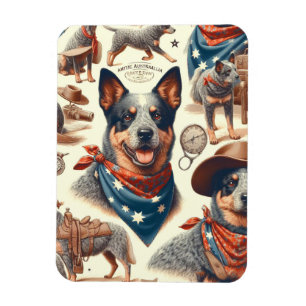 Vintage Australian Cattle Dog Illustration Magnet