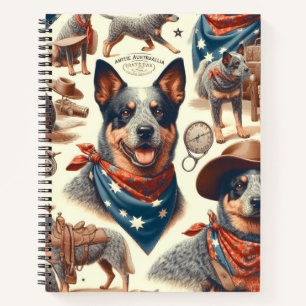 Vintage Australian Cattle Dog Illustration Notebook