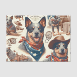 Vintage Australian Cattle Dog Illustration Tissue Paper