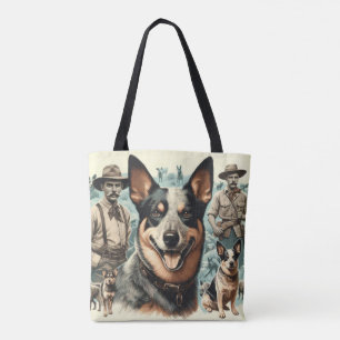 Vintage Australian Cattle Dog Illustration Tote Bag