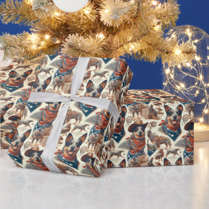 Vintage Australian Cattle Dog Illustration Wrapping Paper