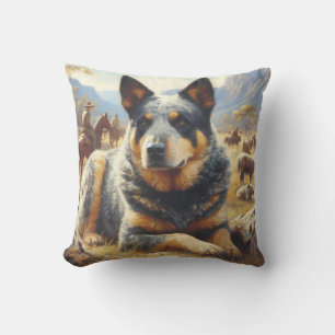 Vintage Australian Cattle Dog Painting Cushion