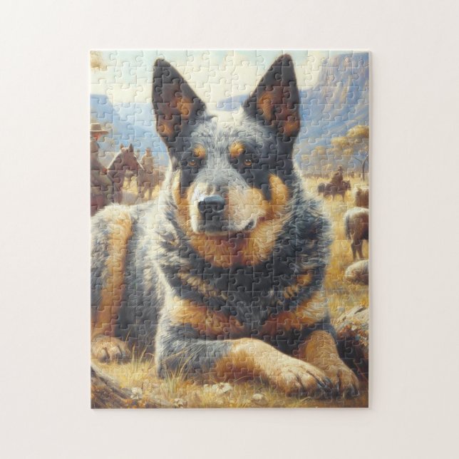 Vintage Australian Cattle Dog Painting Jigsaw Puzzle (Vertical)