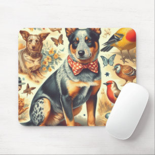 Vintage Australian Cattle Dog Painting Mouse Mat