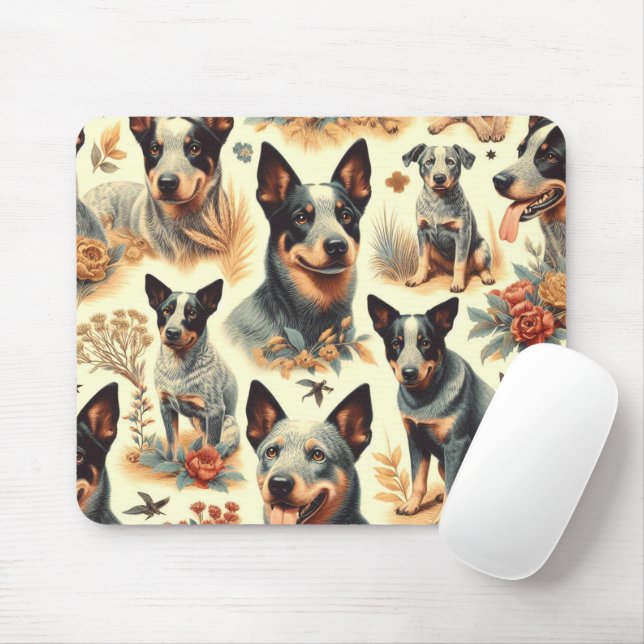 Vintage Australian Cattle  Seamless Mouse Mat (With Mouse)