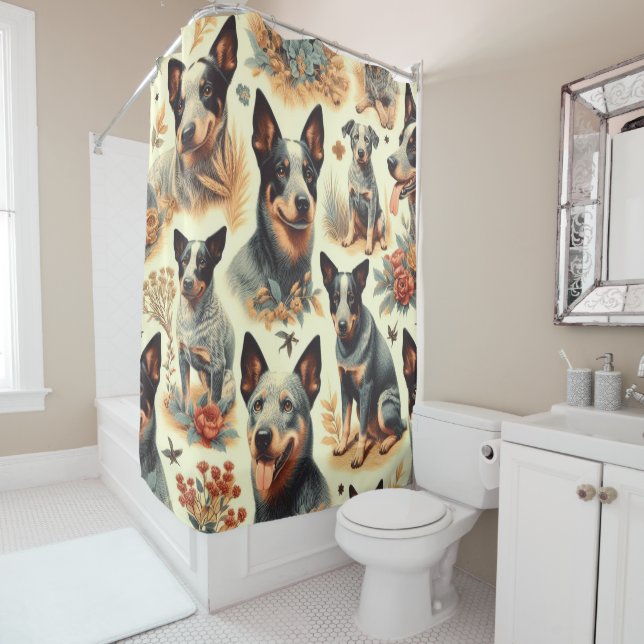 Vintage Australian Cattle  Seamless Shower Curtain (In Situ)