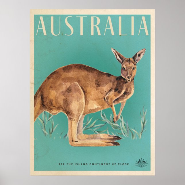 Vintage Australian Kangaroo Travel Poster (Front)