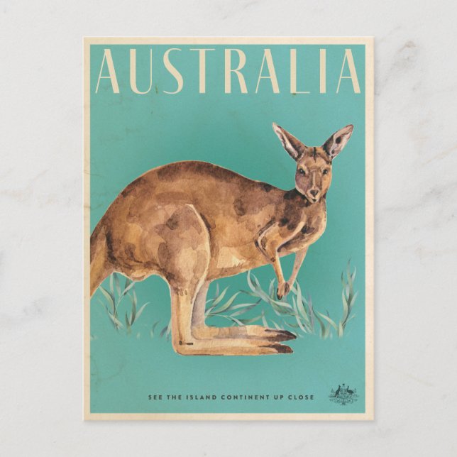 Vintage Australian Kangaroo travel poster Postcard (Front)