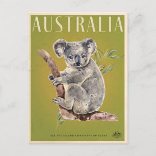 Vintage Australian Koala travel poster Postcard