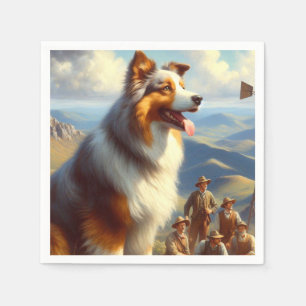 Vintage Australian Shepherd  Painting Napkin