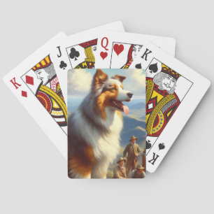 Vintage Australian Shepherd  Painting Playing Cards