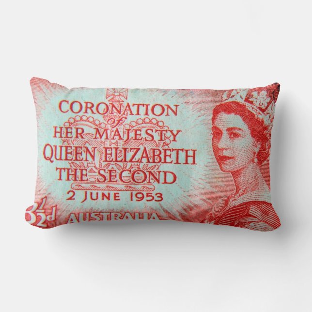 Vintage Australian Stamp Print Throw Pillow (Front)