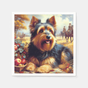 Vintage Australian Terrier Painting Napkin