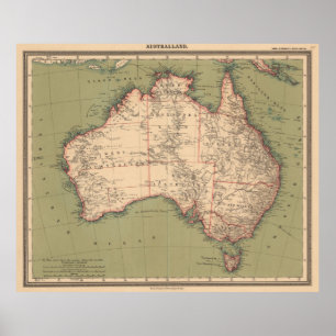 Vintage Australian Topography Map (1888) Poster