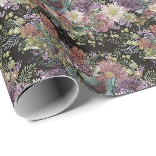 Vintage Australian Wildflowers Wrapping Paper (Roll Corner)