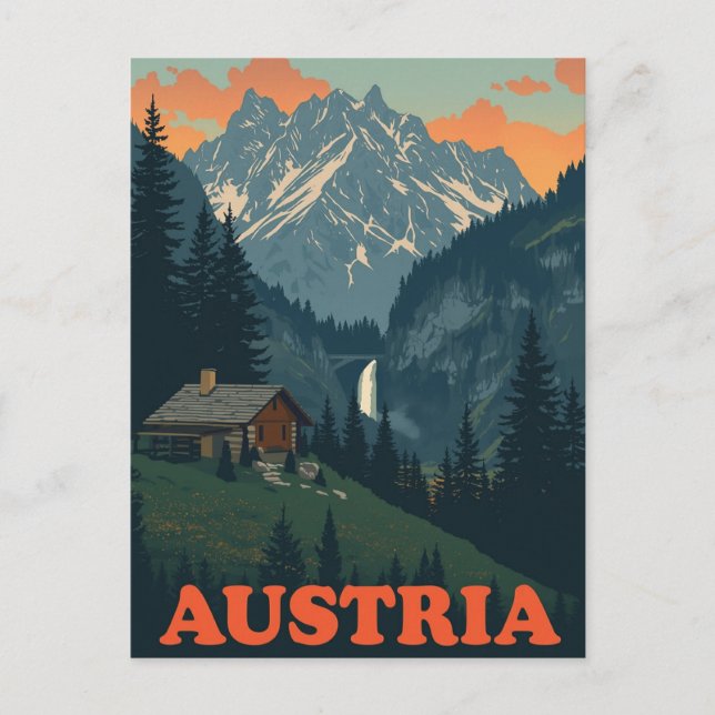 Vintage Austria Alps Mountains Postcard (Front)