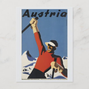 Vintage Austria Alps Mountains Ski Travel Postcard