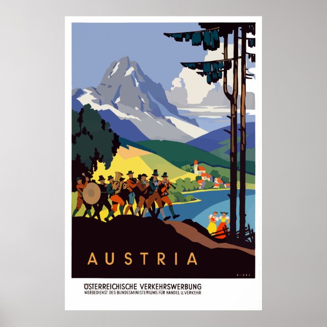 Vintage Austria Alps Travel Poster (Front)