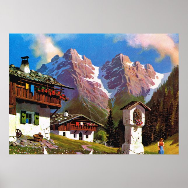 Vintage Austria, Bildstock, Tyrolean village Poster (Front)