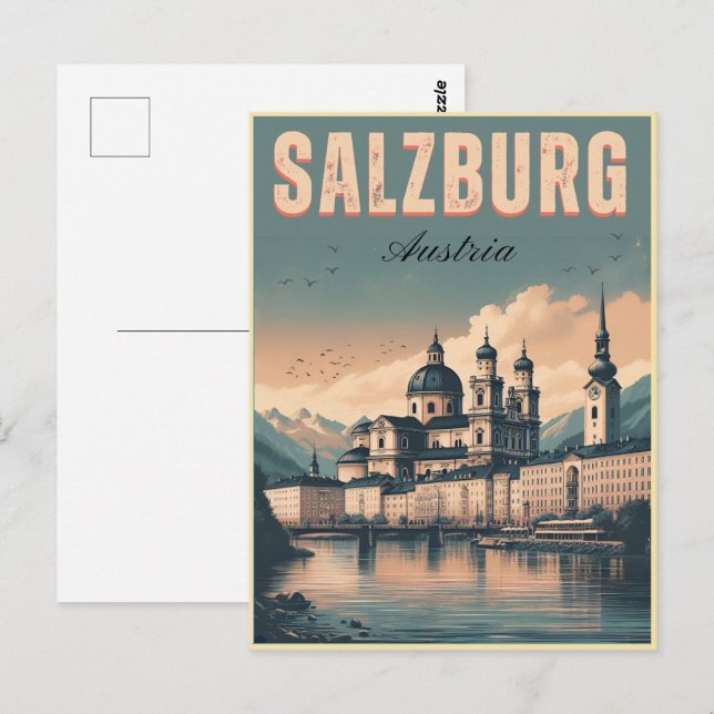 Vintage Austria capital salzburg skyline Postcard (Front/Back)