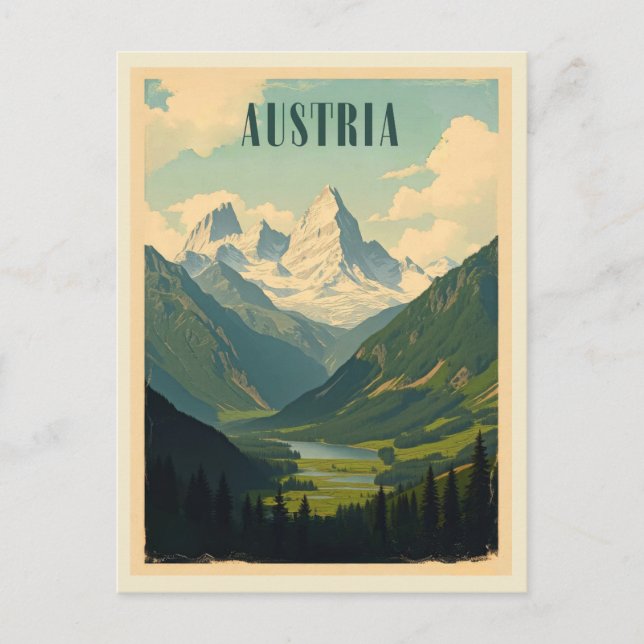 Vintage Austria Mountain Travel Tourism Postcard (Front)