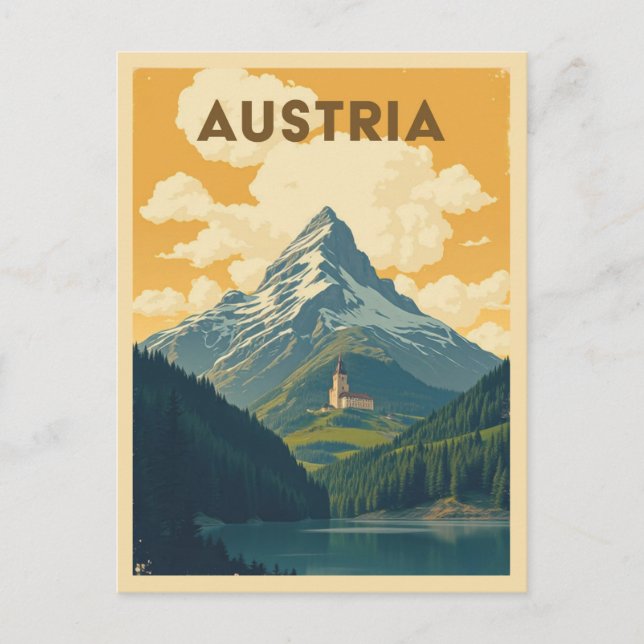 Vintage Austria Mountain Travel Tourism Postcard (Front)