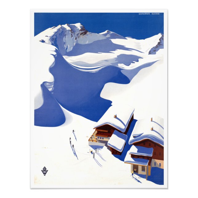 Vintage Austria Skiing Travel Poster (Front)