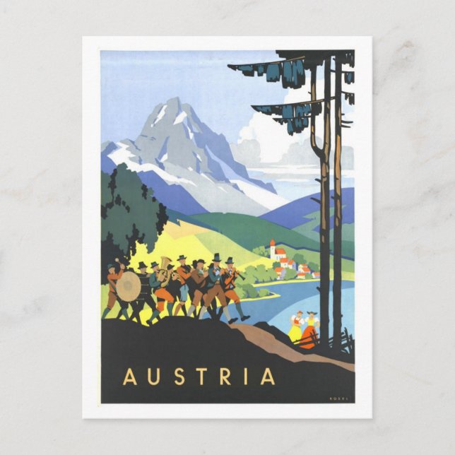 Vintage Austria Travel Poster Postcard (Front)