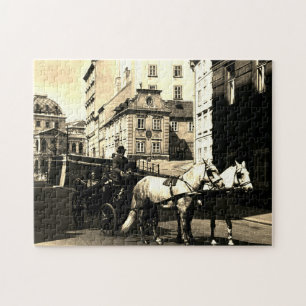 Vintage Austria Vienna Dreimaderlhaus Fiaker Jigsaw Puzzle