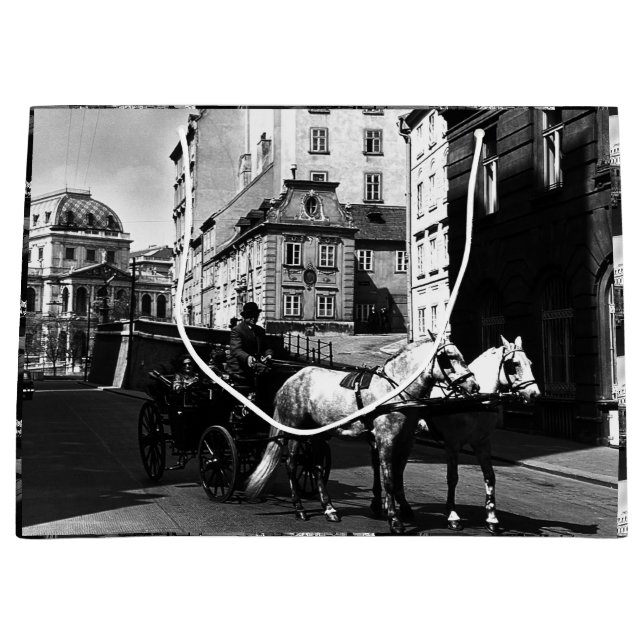 Vintage Austria Vienna Dreimaderlhaus Fiaker Large Gift Bag (Front)