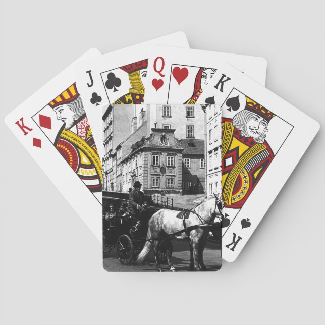 Vintage Austria Vienna Dreimaderlhaus Fiaker Playing Cards (Back)