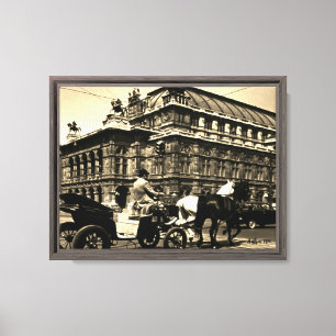 Vintage Austria Vienna Fiaker Staatsoper opera Canvas Print