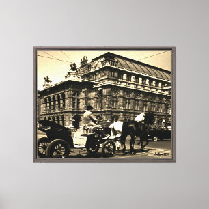 Vintage Austria Vienna Fiaker Staatsoper opera Canvas Print