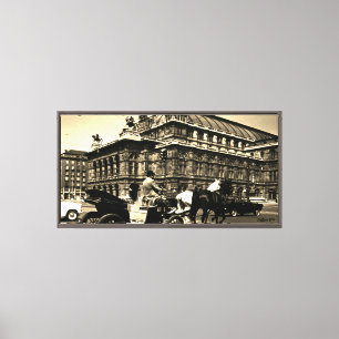 Vintage Austria Vienna Fiaker Staatsoper opera Canvas Print