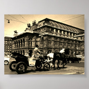 Vintage Austria Vienna Fiaker Staatsoper opera Poster