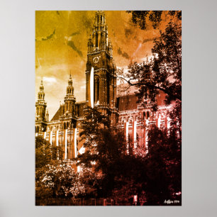Vintage Austria Vienna Rathaus town hall Poster