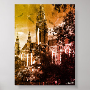Vintage Austria Vienna Rathaus town hall Poster